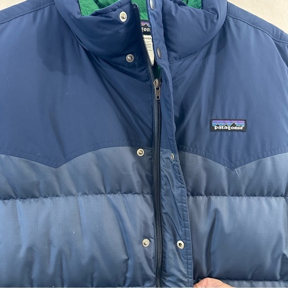 Patagonia Slingshot Goose Down Classic Puffer Vest Men's Size XXL Blue Green EUC - Picture 4 of 11